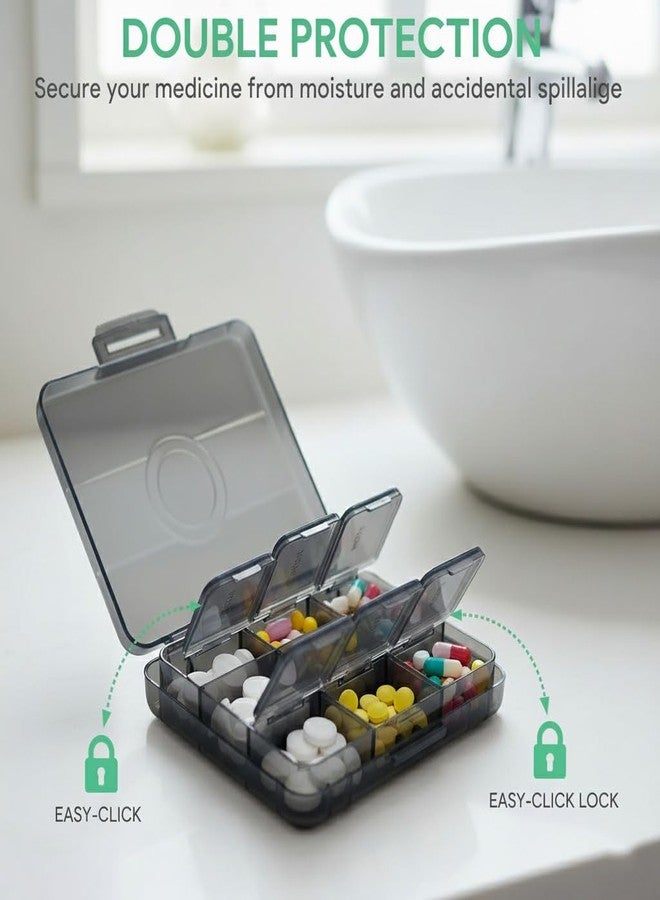 موكا منظم حبوب لمدة 3 أيام، 3 مرات في اليوم، علبة حبوب سفر محمولة مع حجرات كبيرة، مقاومة للرطوبة، تصميم بقفل مزدوج - Image 5